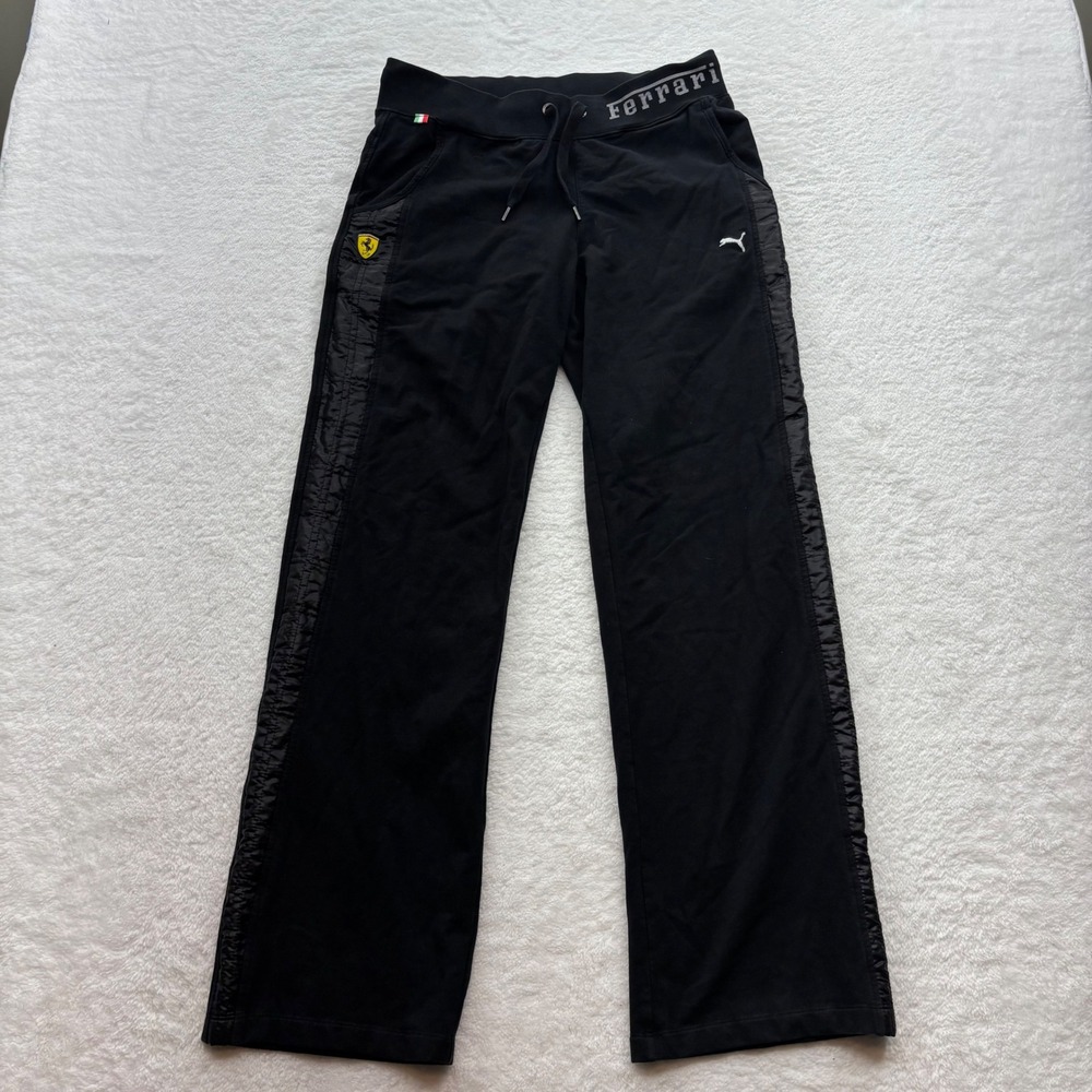 Puma Scuderia Ferrari Mens Black Sweatpants Quilted Side Panels Size M